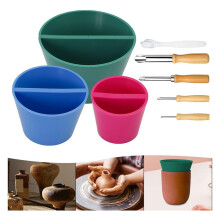 3PCS Rim Cone Pottery Tool, 4 Pack Stainless Steel Circular Clay Hole Cutters and Cleaning Brush for Potters Artists DIY