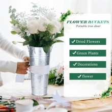6 Stück Verzinkte Eimer-Blumenstange, 10-Zoll-Blumeneimer mit Griffen, Blumenstangenzubehör und Eimer, Bauernhausvasen