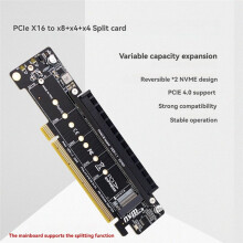 PCIe X16 Naar X8+X4+X4 Gesplitste Uitbreidingsadapterkaart PCIE4.0 M.2 NVMEx2-Ingangspoorten Ondersteunen 2280/2260/2242/2230 SSD