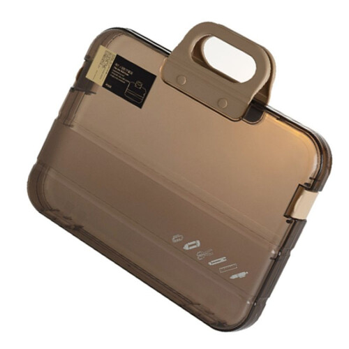 Plastic File Folder with Lock Handle Portable Box File Waterproof Filing Supplies Pencil Case Multi-Purpose Document Bag 1
