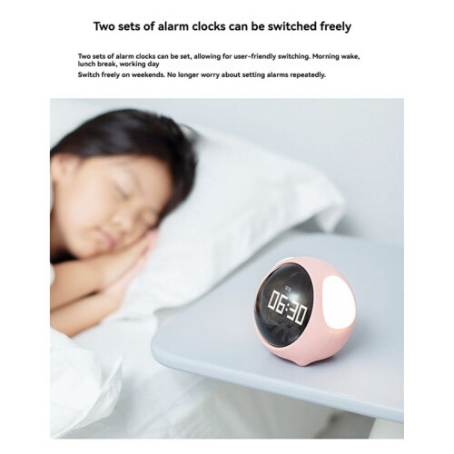 Cute Child Room Alarm Clock Multifunctional Voice Controlled Light Alarm Clock LED Digital Night Mode Expression B 2