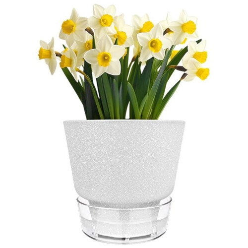 Vaso para Plantas Autoirrigável de 6 Polegadas com Reservatório Visual e Furo de Drenagem, Vaso para Plantio Interno e Externo, Pacote com 5, Cinza 1