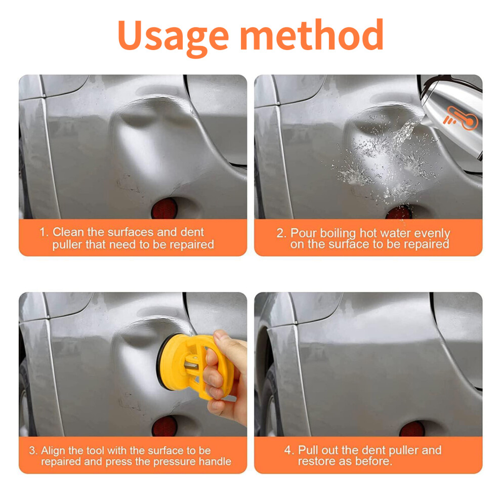 3 Pack Car Dent Puller Kit, Suction Cup Dent Repair Tool, 176 Lbs Max Orange/Yellow 8741385870872