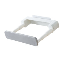Retractable Wall Mount Basin Rack Grey, 25x20x5cm, ABS Adhesive Pot Holder