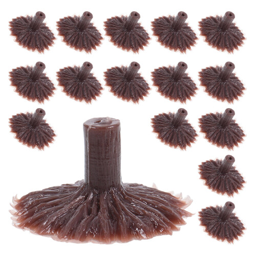 100Pcs Plastic Mini Tree Base for Dollhouse Model Trees Coffee Color