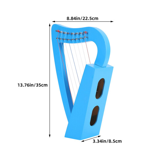 Harpe Classique Bois 8 Cordes Bleu Ciel, Idéale Débutants 2
