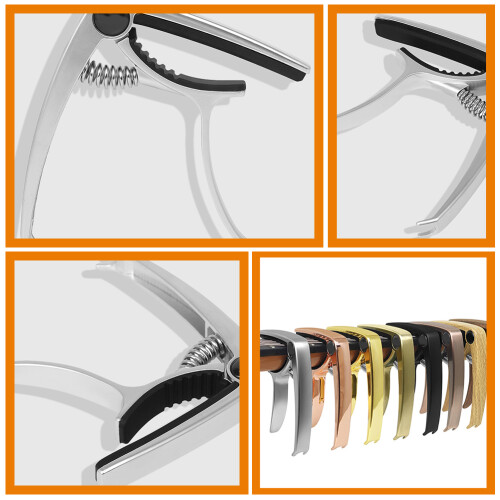 5Pcs Professional Silver Guitar Capo Clamp Adjustable Aluminum Alloy 2