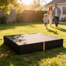 (L) AIYAPLAY Sandbox Cover, Square Sandpit Cover with Drawstring & Elastic Band