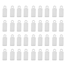 250Pièces Pendentifs Rectangles Acier Durable Argenté Pour