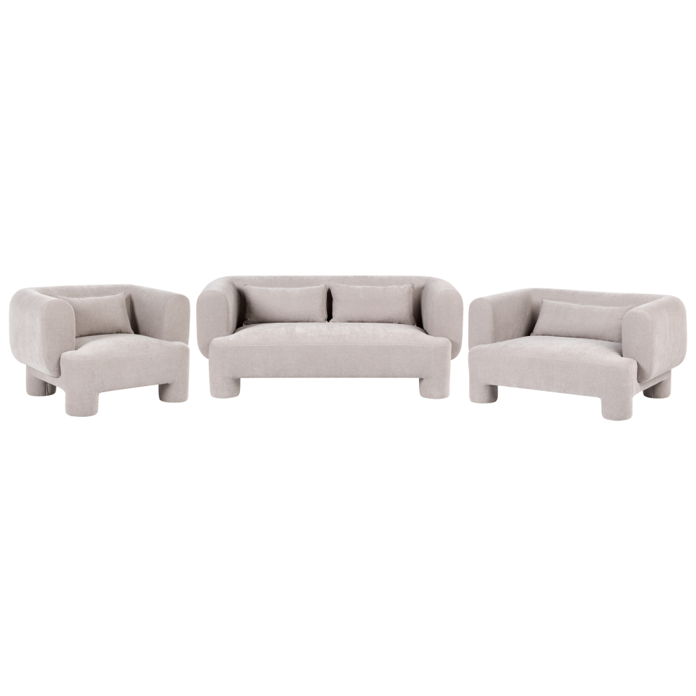 New Beliani Living Room Set 6 Seater Hogbo Fabric Beige