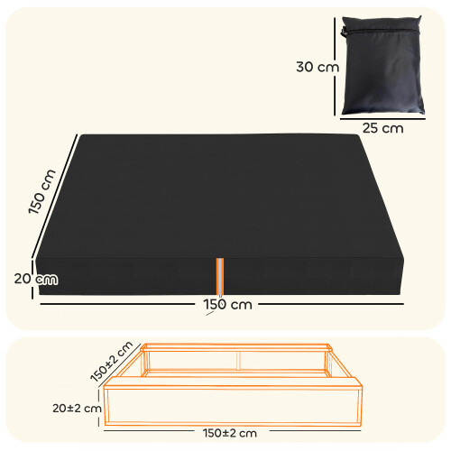 (L) AIYAPLAY Sandbox Cover, Square Sandpit Cover with Drawstring & Elastic Band 2