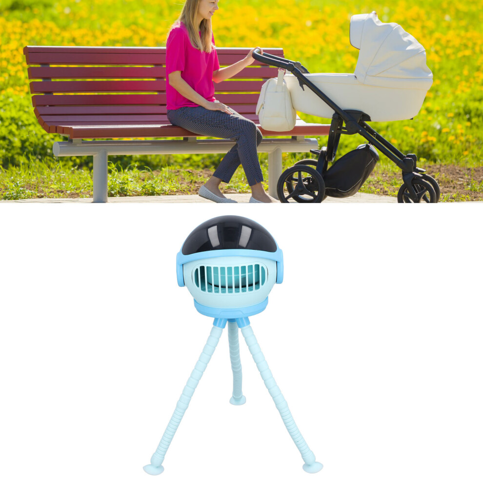 Mini Portable Baby Stroller Fan 4000Mah Rechargeable 360 Blue