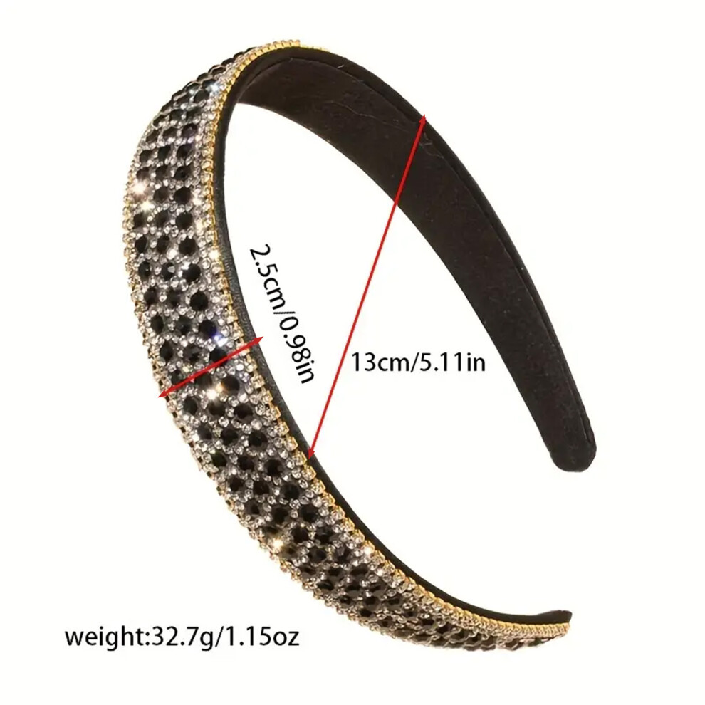 Penghui-Toys Black (Black) Rhinestone Hair Hoops - Colorful Crystal Baroque Party Accessory