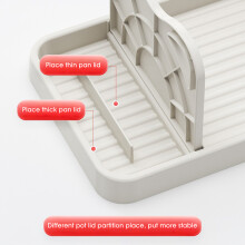 (Creamy White) Foldable Pot Cover Rack, Space-Saving Spoon Holder