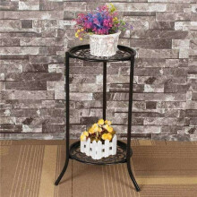 2X Two-Layer Elegant Metal Plant Stand Shelf Potted Plant Holder Modern Tall Plant Pot Stands for Indoor Outdoor Decor B