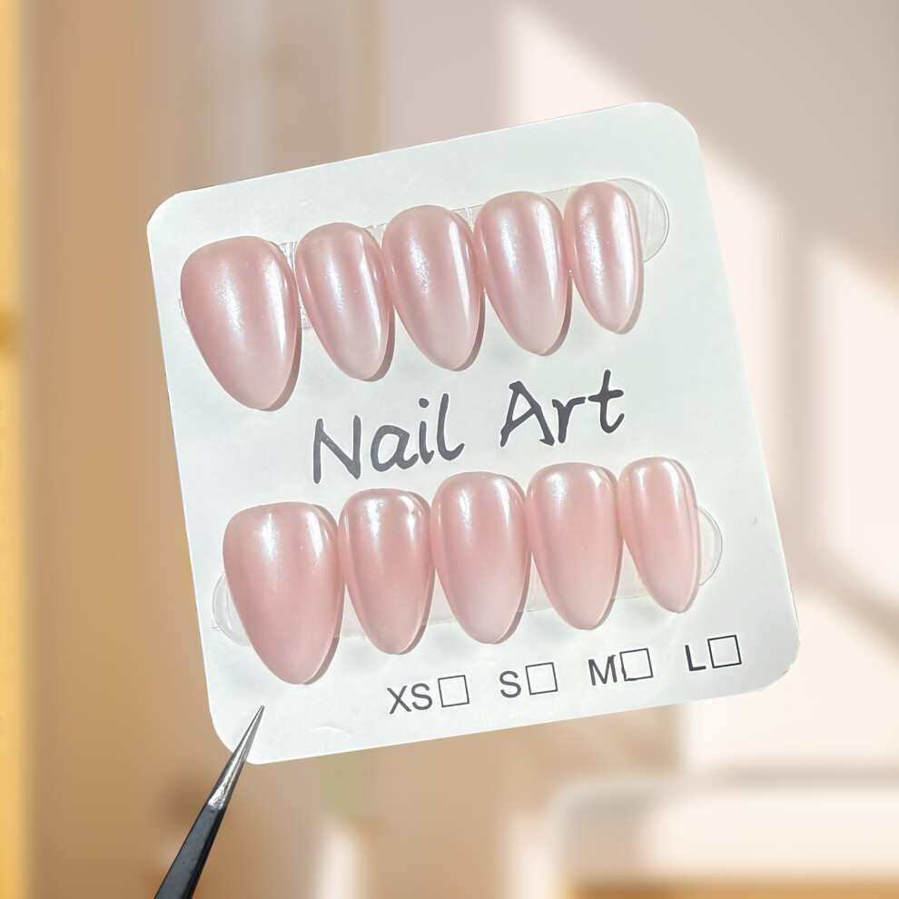 Creation-3C (S) Pink Short Almond Fake Nails, Easy Apply For Women