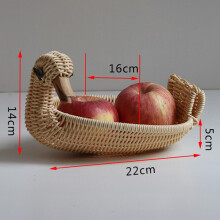 (Beige Yellow, M) Country Animal Shape Woven Bread Basket