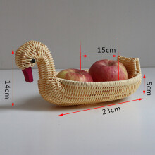 (Beige Yellow, M) Country Animal Shape Woven Bread Basket
