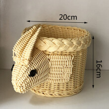(Beige Yellow, S) Country Animal Shape Woven Bread Basket