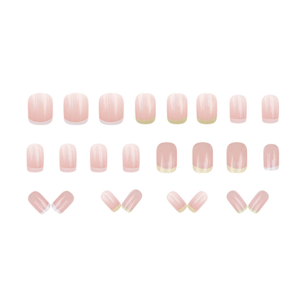 Phui-Pet-Supplies French Tip Pink Square Fake Nails - 50Pcs