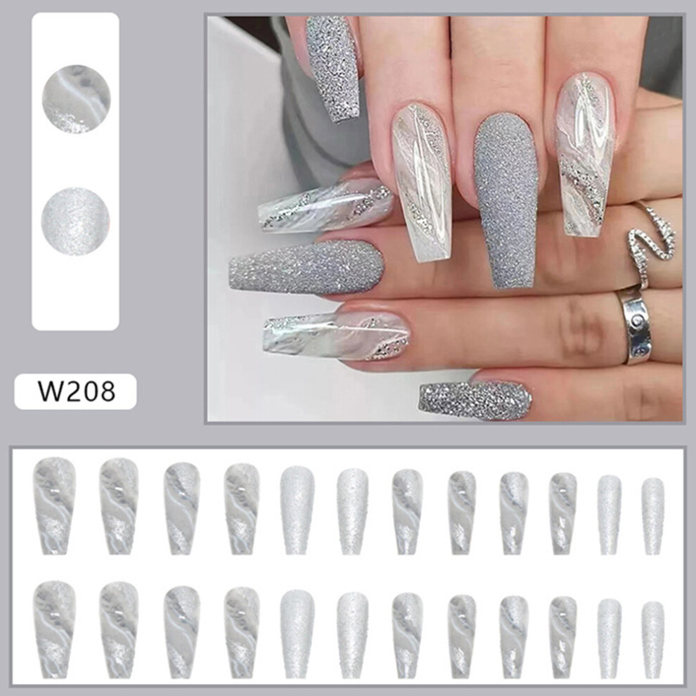 Penghui-Toys (Jelly Glue Model) Glossy Marble Nails With Glitter - 50Pcs