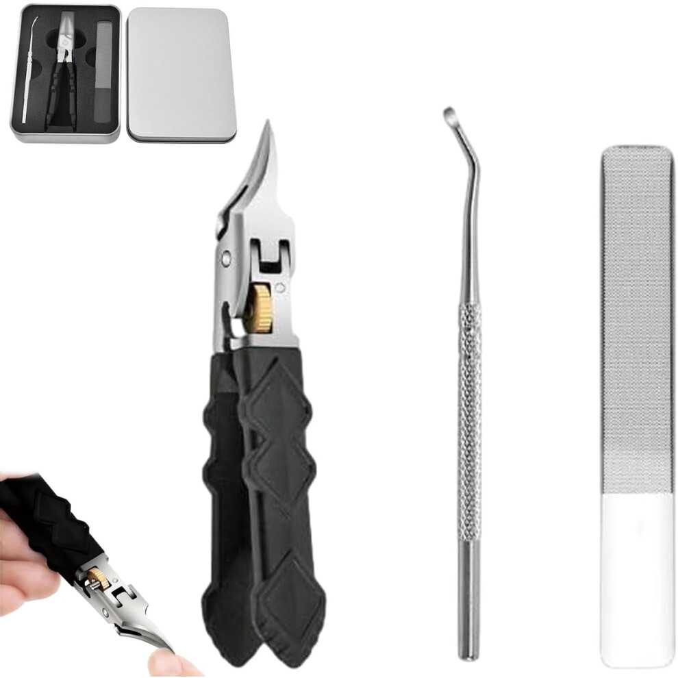 Black anti-slip nail clipper set with sharp tips, 1 set