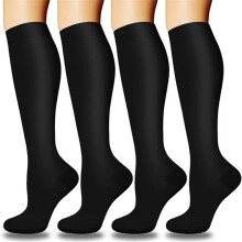 4 Paar Damen-Sportsocken mit Durchblutungsförderung, ideal zum Laufen und Radfahren, warm und lang, bequem für Sportlerinnen.