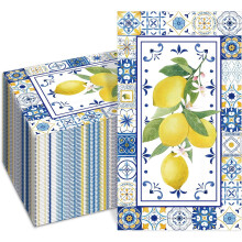 100 PCS Chinoiserie Lemon 3-Ply Paper Napkins – Yellow Lemon Decorative Napkins for Wedding, Shower, Party & Home – Compatible with Summer Themes