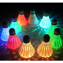 LED-Badminton-Federbälle in Gänsefeder-Optik, 10 Stück