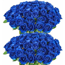 50 Artificial Roses in Bulk, Fake Silk Roses Realistic Blue Roses for Wedding Centerpieces Flower Arrangement Home Decor (50, Blue)