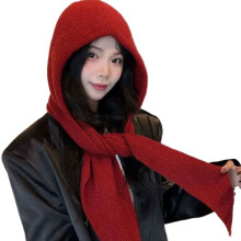 Crochet Hooded Hat for Women Handmade Scarf Hat Elegant Neck Gaiter Hat Knitted Scarf Hat All Matching Head Accessories