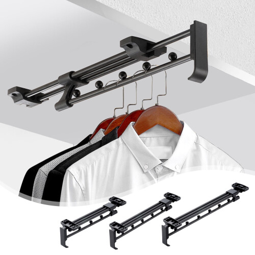 Telescoping Pull-Out Closet Rod for Clothes & Towels – Compatible with Standard Closets