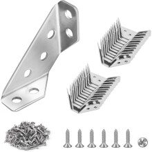 12-Pack Universal Stainless Steel Corner Connectors with Screws – Heavy-Duty Triangular Brackets for Wood Furniture, Cabinets, Tables, Chairs –