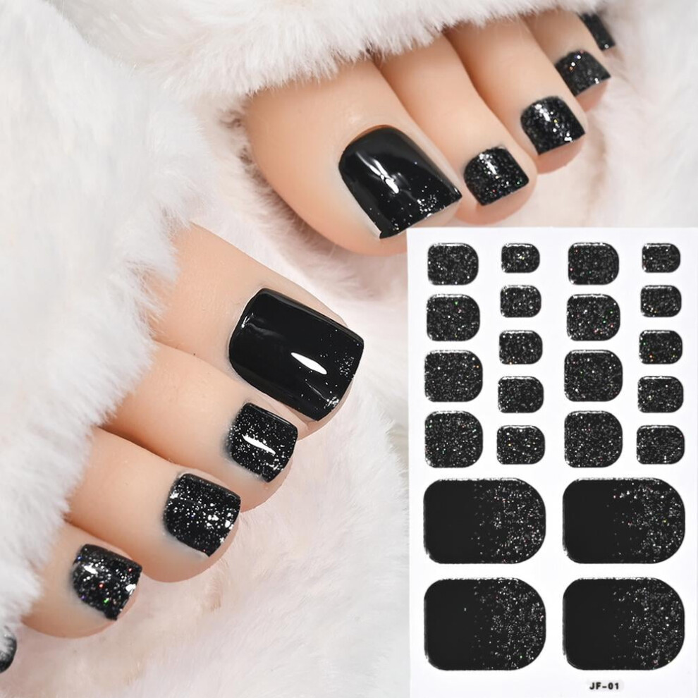 French black nail stickers with glitter 22 pieces