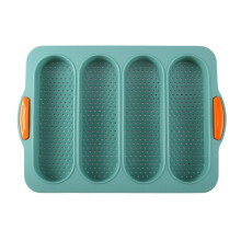 Non-Stick Silicone French Bread Pan Set (4-Tray), Oven & Toaster Compatible, Dishwasher Safe, Easy Release