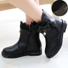 Girls Boots,Boots Children Fashionable Flat Comfortable Soft Sole Leather for Everyday Wear,Toddler Boots,Z04 Black,11-11.5 Years