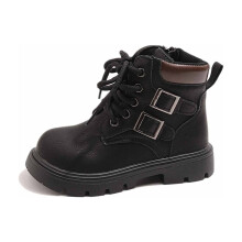 Toddler Boots,Girls Leather Short Boots Soft Sole British Style Comfortable Fashion Footwear for Children Casual Wear,Girls Boots,Z04 Black,8-9 Years