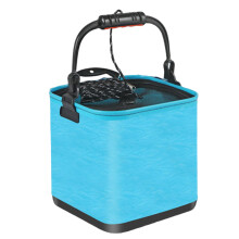 (Sky Blue, Square 24cm Handle) 3D EVA Fishing Bucket for Camping
