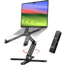 360 Rotating Laptop Stand Riser – Ergonomic, Foldable, Adjustable Height/Angle, Fits MacBooks & Laptops 16", Black, Compatible with MacBook