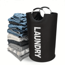 Vrijstaande wasmand van 90 liter met zachte handgrepen
