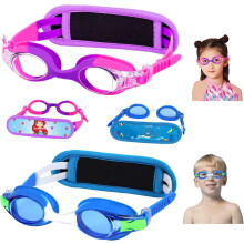 Kids Swim Goggles with Fabric Strap No Tangle Pain-Free, Anti-Fog Swimming Pool Goggle No Leak for Toddlers Girls Boys
