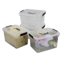 10.5 Quart Plastic Medium Storage Container, Clear Bin with Handle and Lid, 4-Pack