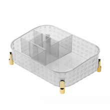Organizador de banheiro leve e portátil para escritório, ideal para maquiagem, com design elegante e transparente, à prova de poeira e água.