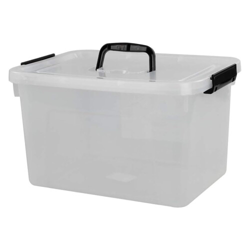 10.5 Quart Plastic Medium Storage Container, Clear Bin with Handle and Lid, 4-Pack 2