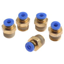 Conector pneumático de latão macho reto 4mm, 5 peças