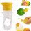 Manual lemon squeezer with built-in filter green yellow 1