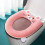 Cojín para asiento de inodoro rosa de algodón lavable con cremallera. 5