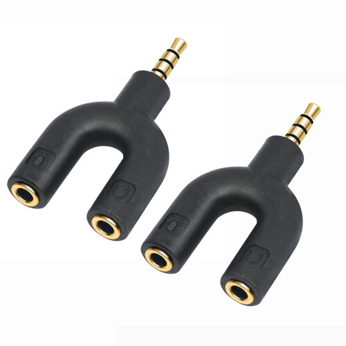 Splitter per microfono e cuffie, cavo splitter audio TRRS da 3,5 mm per microfono, adattatore splitter per cuffie (2 pezzi) 2