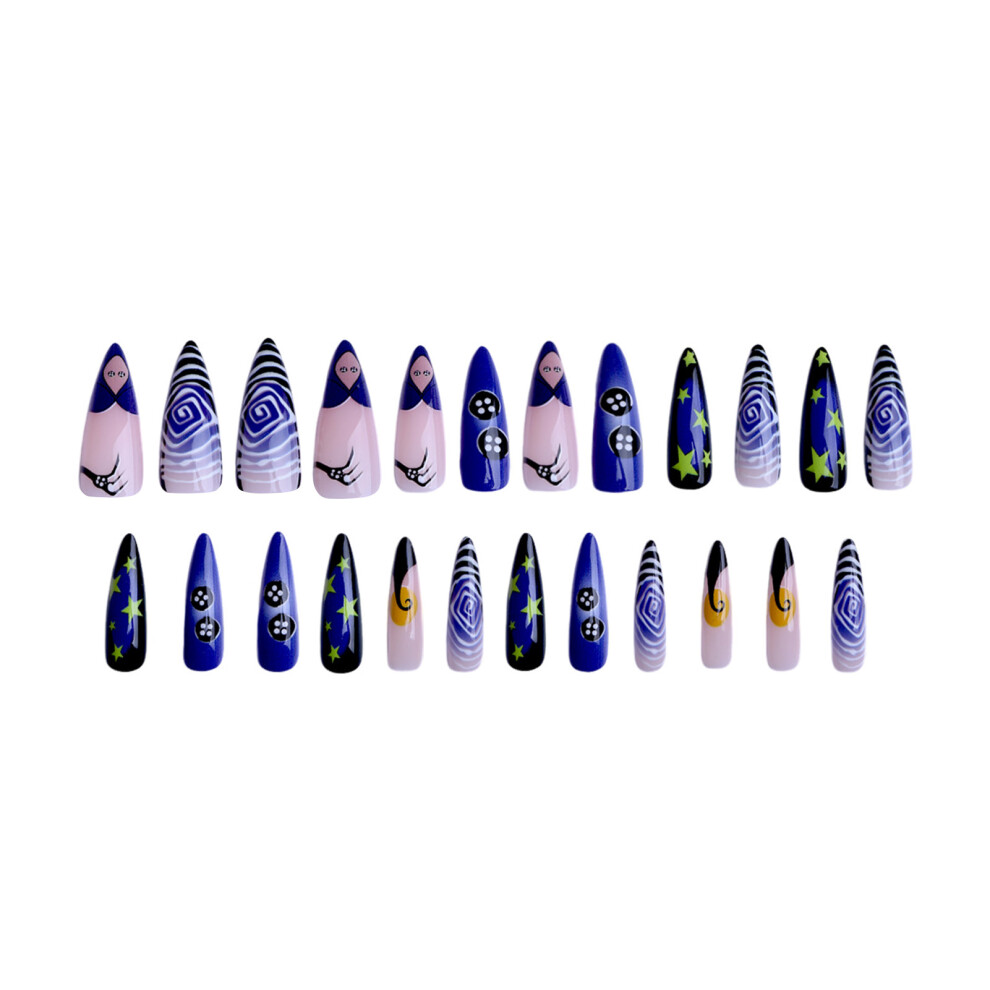Reach-Tools 24Pcs Halloween Press On Nails - Pumpkin Star Design