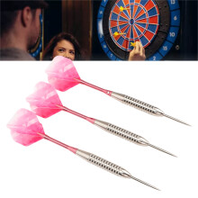 Ensemble de fléchettes en acier portable avec tige en aluminium et ailes en PET - Rose